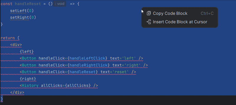 copy code block for copilot with selected code