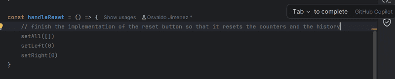 copilot´s code suggestion