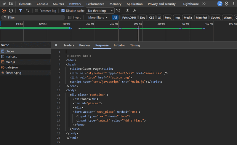 Detailed view of the first request