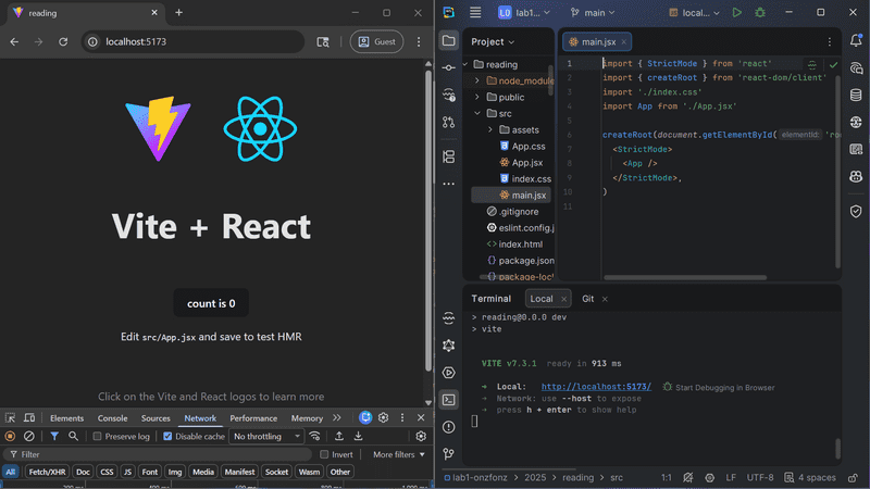 code and browser side-by-side